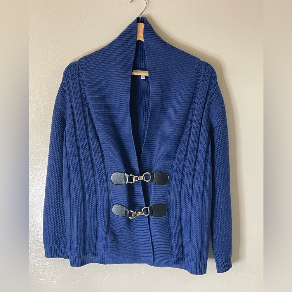 Sandro chunky knit shawl neck buckle Cardigan